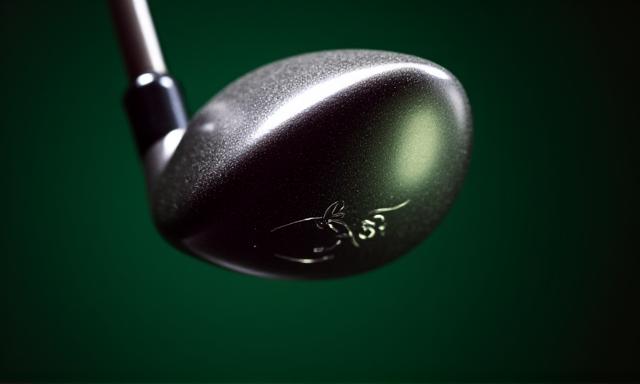 A close up of a shiny new golf driver head.