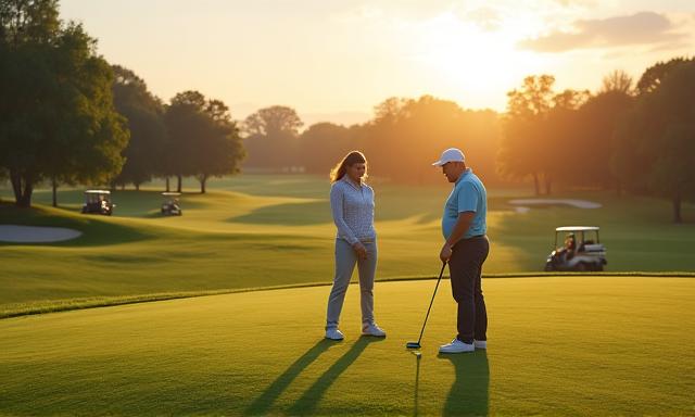 Golfers observing proper etiquette on a green, showing respect and smooth play