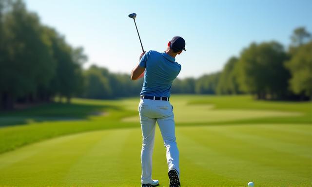 A golfer demonstrating a swing technique to fix a slice